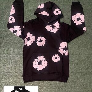 Floral Black and Pink Hooded Cardigan